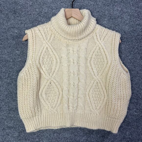 Anthropologie Sweater Vest Womens Cable Knits Cropped‎ Turtleneck Sz One Size - Picture 1 of 7
